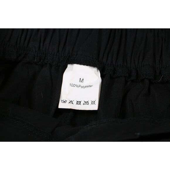 Black Cargo Pants Men’s Size M Wide Leg Utility Workwear Polyester Pockets - Picture 2 of 10